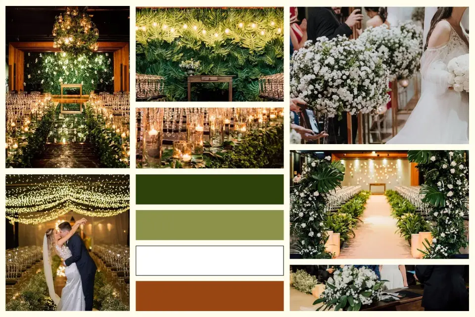 Moodboard de inspirações para a decoração da cerimônia